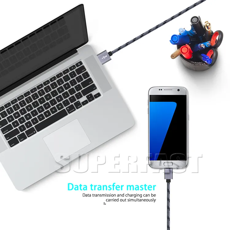 Standart Hızlı Şarj USB Kablosu 6FT 3FT USB Tip C Kablo Data Sync Samsung S9 Moto LG Android Şarj için Şarj Kabloları Kabloları