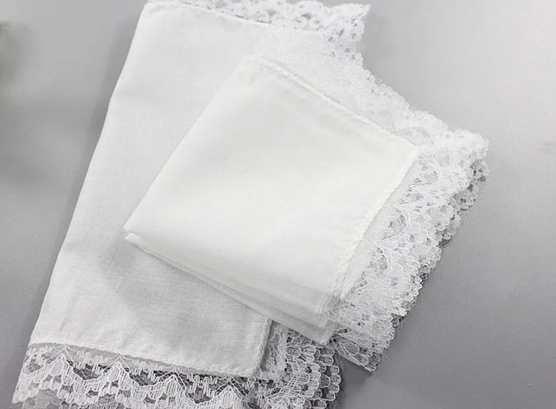 Witte kant dunne zakdoek vrouw bruiloft geschenken partij decoratie doek servetten duidelijke lege diy zakdoek 25 * 25cm