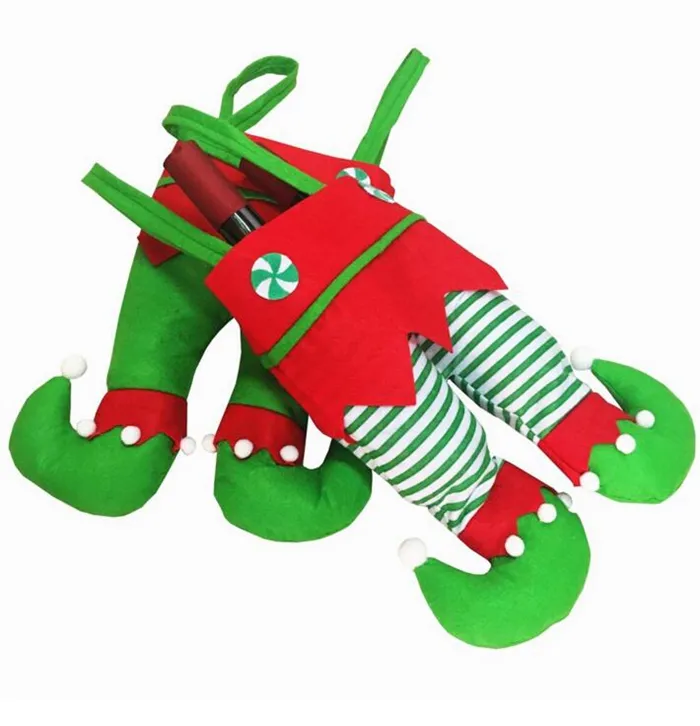 Noel Şarap Şişesi Çanta Şerit Şeker Çanta Elf Giftbag Noel Süslemeleri Parti Malzemeleri 6 Tasarımlar WLL1002