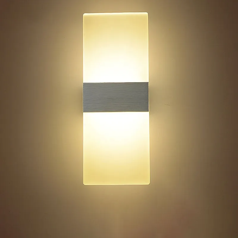 1PC 현대 아크릴 12W LED 벽 Sconces 알루미늄 전등 위로 및 아래로 통로, 계단, 침실 조명 장식 램프 밤 빛