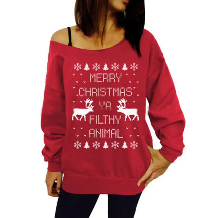 2017 Vinter Julkvinnor Reindeer Sweater Kvinnlig hjort Snowflake Fashion Pulling Pullovers Lady Stickade bomullströjor 6864