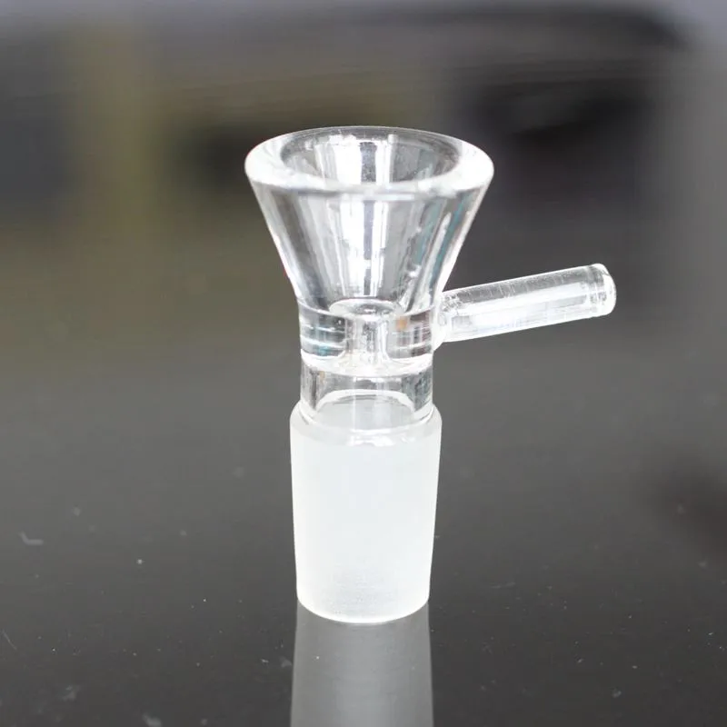 En stock! Bol en verre avec poignée Tabac Herb Dry Bowl Slide pour verre Bong et tuyaux 14mm 18mm Male Bowl pour Bongs Fumer