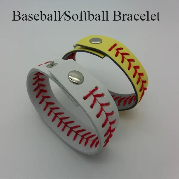 Nouveau bracelet de baseball ou de softball en cuir avec des bijoux de sport de couture rouge