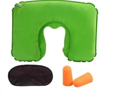 Travel Kit Set 3-In-1 Neck Air Pillow + Ear Plug + Eye Mask