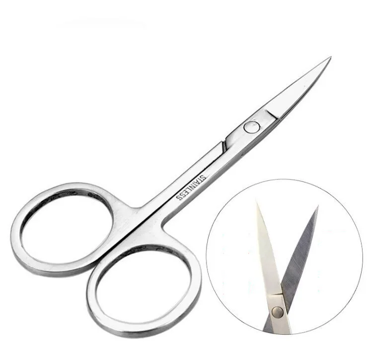 Stainless Steel Women Beauty Makeup Tool Trim Hair Shaping Cutter eyebrow Scissors Embroidered Bend Shear Sewing Scissors