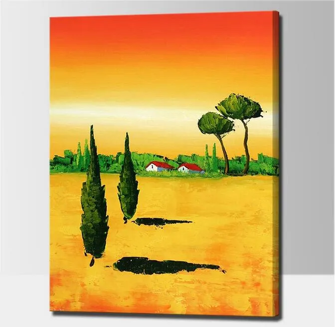 Cuadros decorativos pintados a mano, pintura al óleo de paisaje de árbol  grueso sobre lienzo, arte de pared abstracto moderno para sala de estar,  decoración del hogar - AliExpress