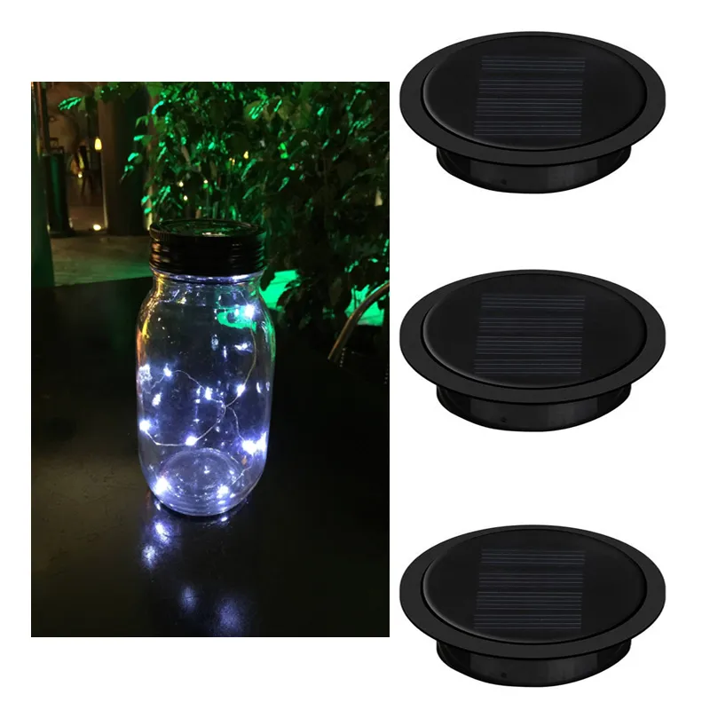 Hot Mason Jar Lights 10 LED Vit Solar Fairy Lights Locks Infoga för Garden Deck Patio Party Bröllop Jul Dekorativ belysning