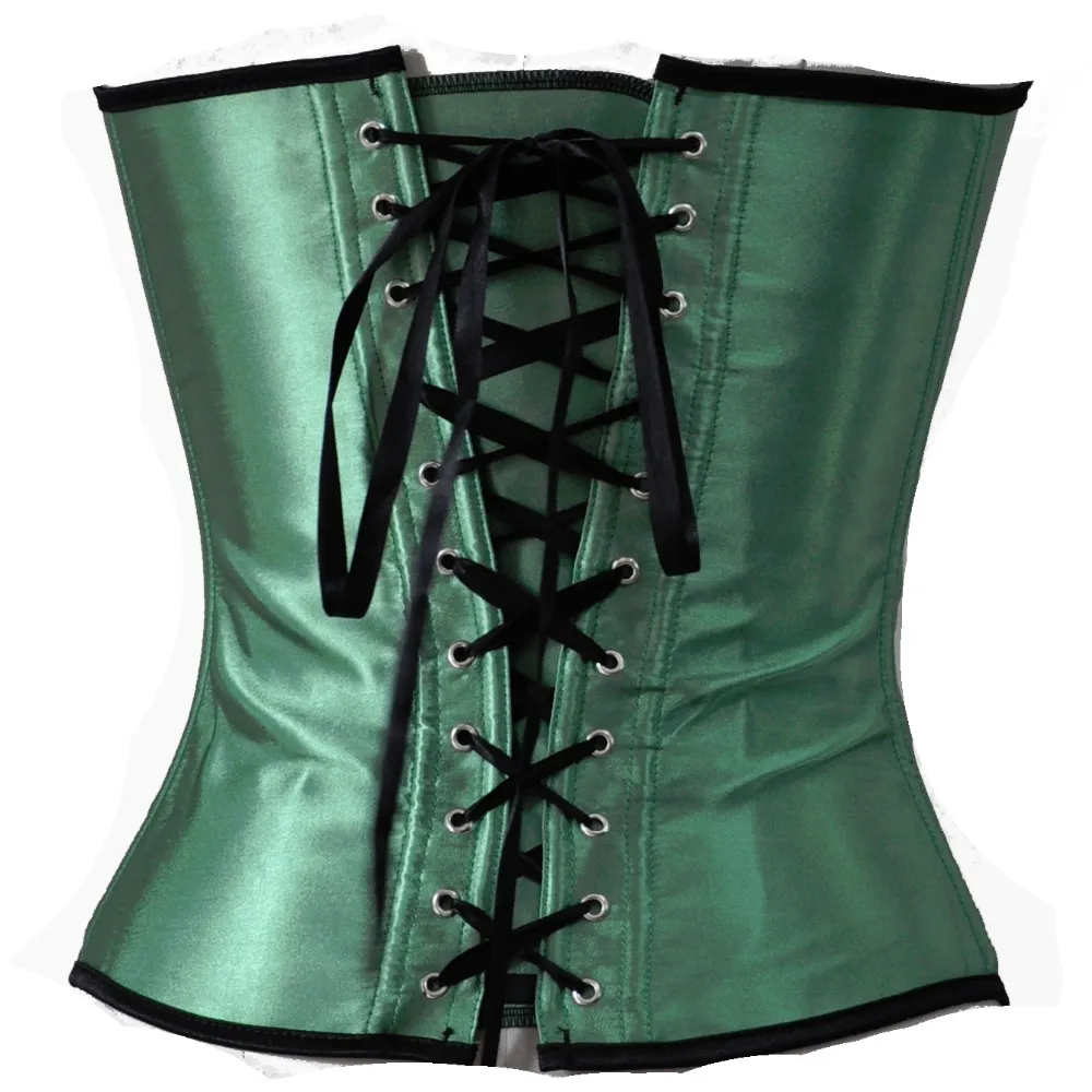 Haut Bustier Corset Burlesque À Paillettes En Satin Vert Sexy À Lacets