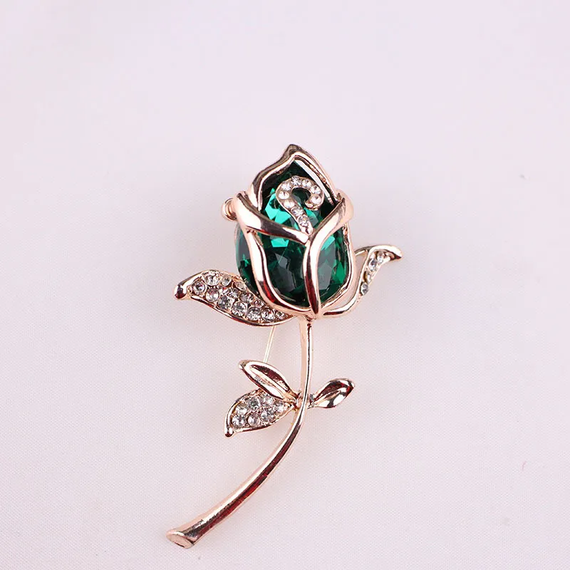 Wholesale New Fashion Crystal Rose Flower Brooch Pin Rhinestone