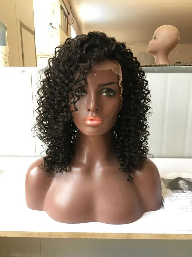 Best Quality Kinky Curly Full Lace Wig 130% Density Glueless Brazilian Human Hair Lace Front Wigs For Black Women