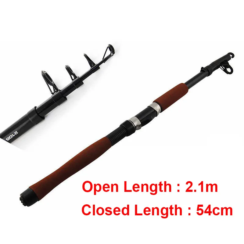 2.1m Teleskop włókna szklanego Teleskop Baitcasting wędkarstwo i kołowrotek Fly Fishing Casting Spinning Fishing Rod Combo