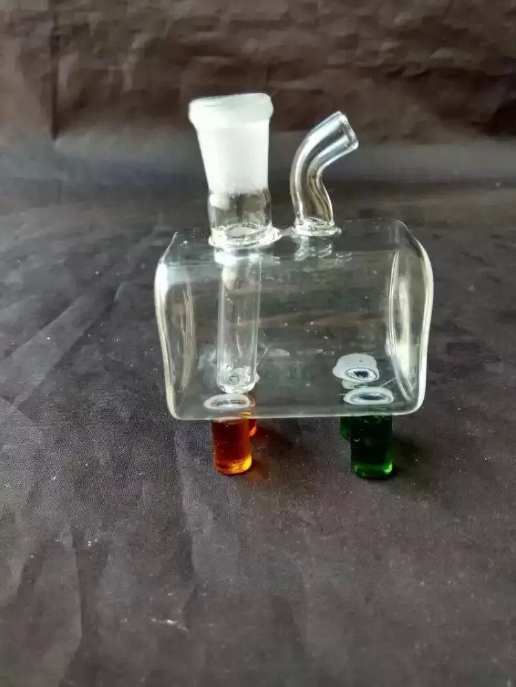 Small square pot of water bottle glass bongs accessories , Glass Smoking Pipes colorful mini multi-colors Hand Pipes Best Spoon glass Pipe