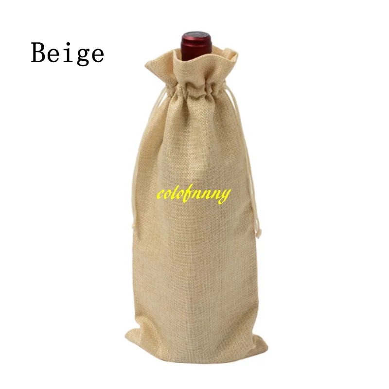 / Livraison Rapide 15cmx35cm Jute Toile De Jute Sacs À Vin pochette sac Cordon À Vin Bouteille Cadeau Couvre 11 couleurs