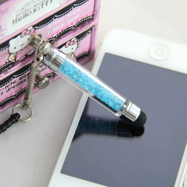 300 stks Bling Diamonds Clear Touch Screen Pen Crystal Stylus voor iPhone 6 Plus 4S 5G Samsung S3 S4 + 3.5mm Stofstijl