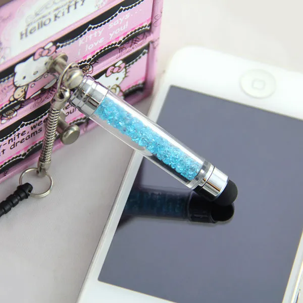 300 stücke bling diamanten klar touchscreen stift kristall stylus für iphone 6 plus 4 s 5g samsung s3 s4 + 3,5mm staubstecker stil