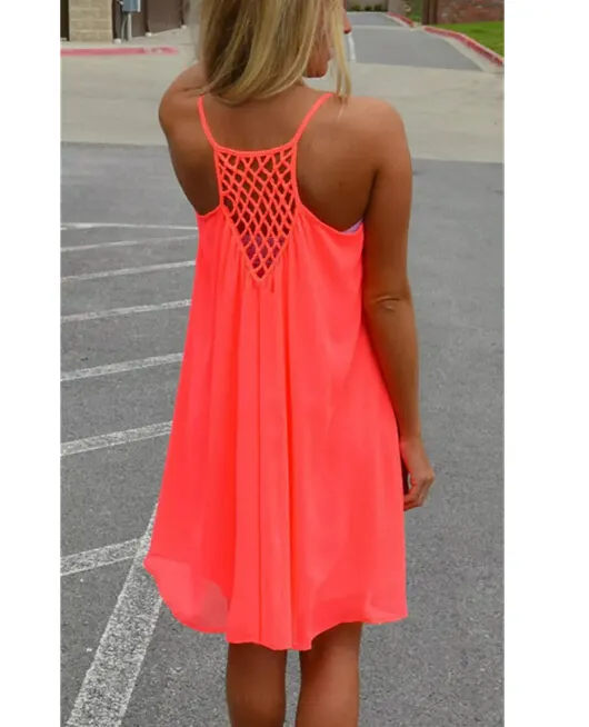 Sexy Casual Sleeveless Dresses Women Summer Evening Party Beach Dress Short Chiffon Mini Dress BOHO Womens Clothing