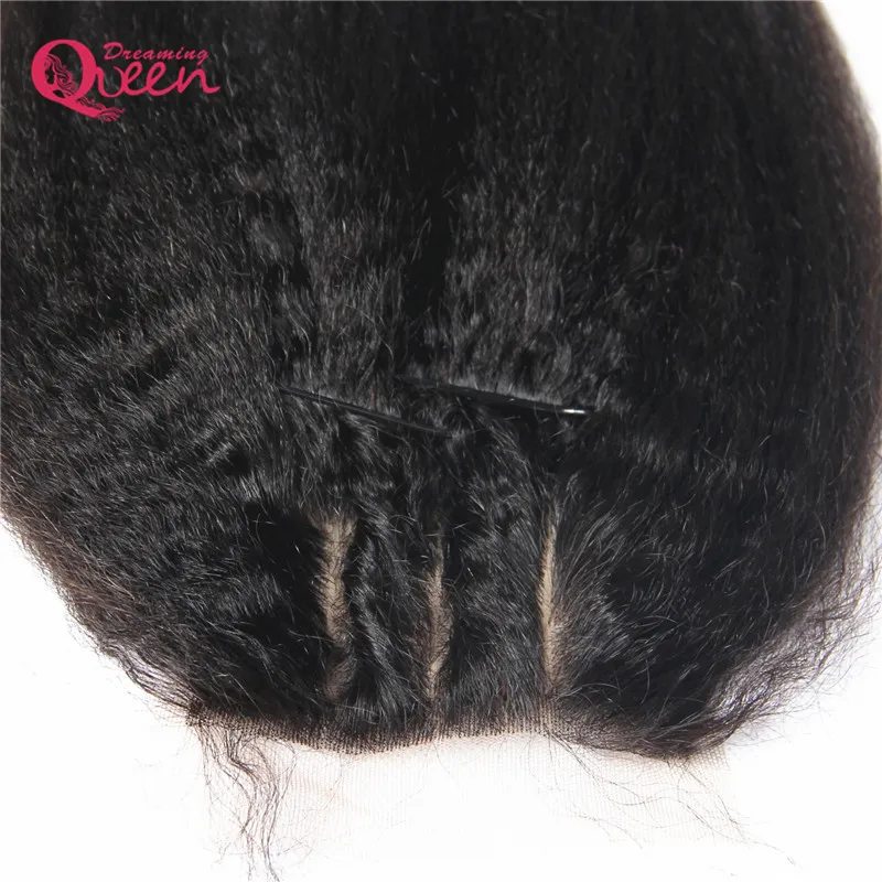 Brazilian Kinky Straight Silk Base Lace Closure Virgin Human Hair Hidden Knot Natural Hairline Middle Free Three Part Lace Closure