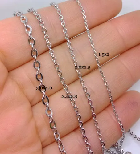Flat Cable Link Chain Cross O Chain Necklace in Stainless Steel 18 22 Inches