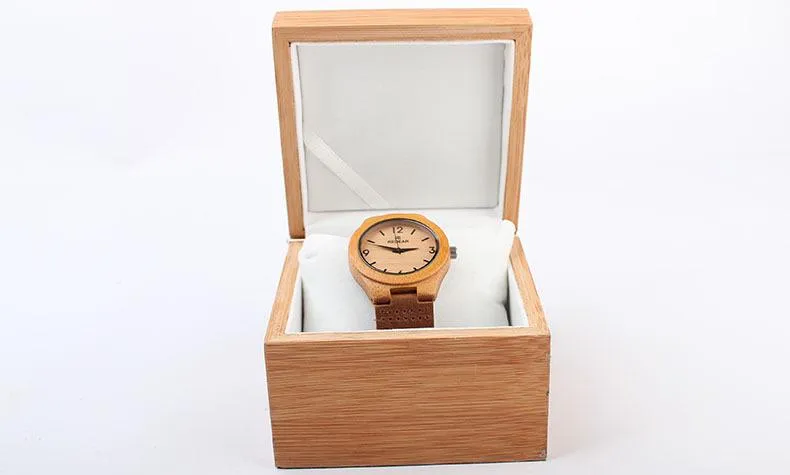 Natural Bamboo Flip Watch Box Watch عالية الجودة هدايا التعبئة والتغليف الساعات الخيزران Box267t