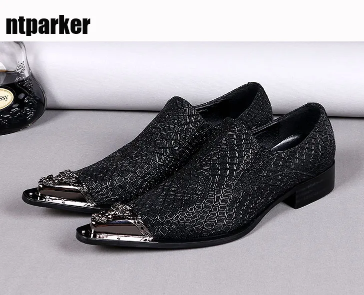 Luxury mens oxfords shoes leather Pointed Iron Tip men leather Dress shoes Black Business and Party zapatos de hombre, Big Sizes US6-12