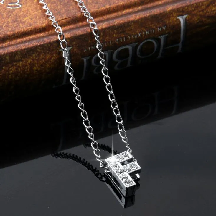 vente nouvel alliage diamant inscription ornements A-Z simple 26-lettre collier femme WFN004 avec chaîne mélanger l'ordre 20 pièces beaucoup