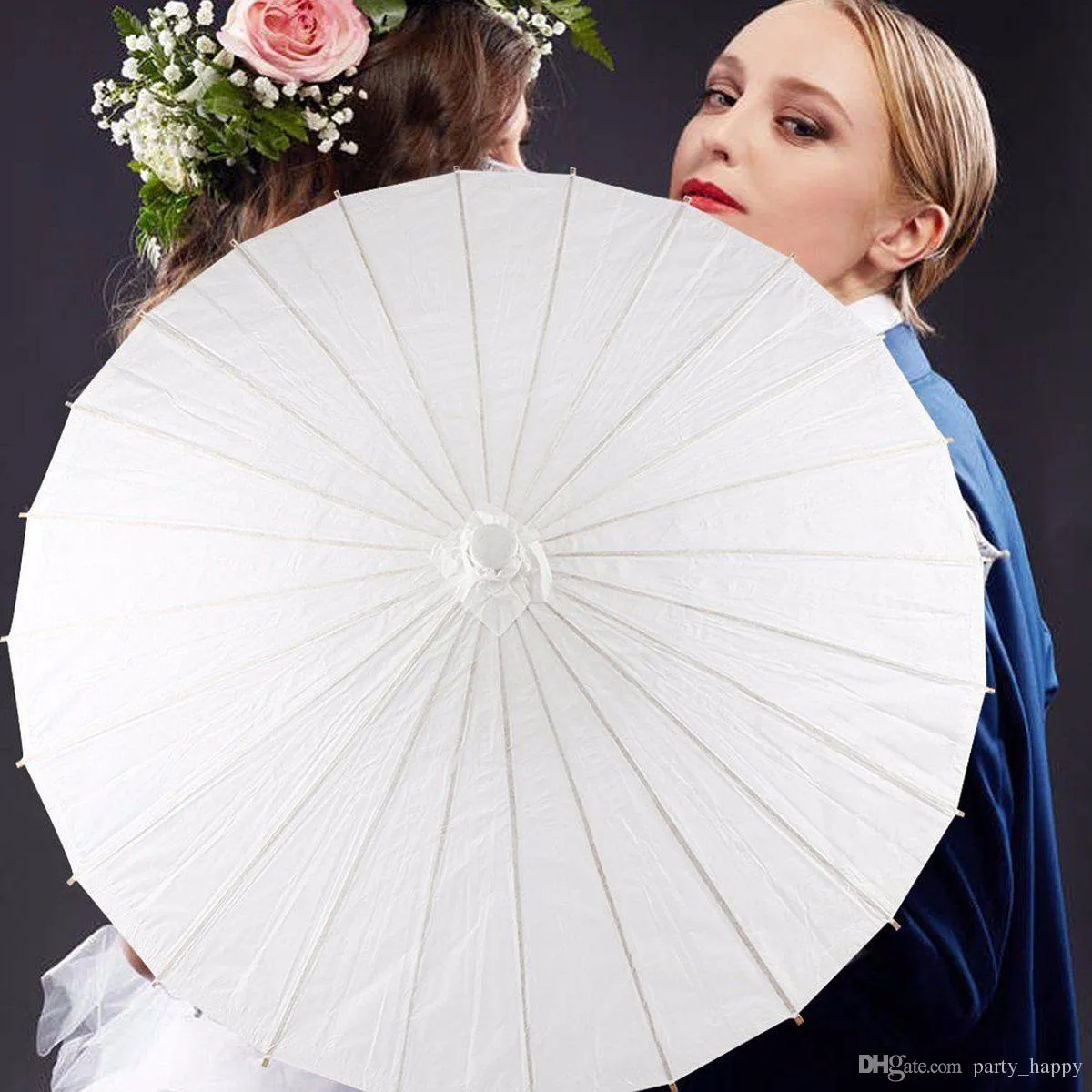 3 Boyutu Beyaz Bambu Kağıt Şemsiye Şemsiye Dans Düğün Parti Coasplay Sanat