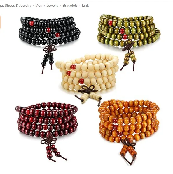 Nouveau 1 pièces chaud 108 bois de santal bouddhiste bouddha méditation 8mm perle de prière Mala Bracelet collier