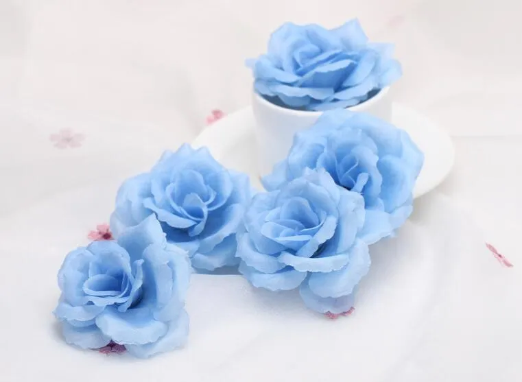 Högkvalitativ 8cm Artificiell Silk Rose Flower Head for Wedding Home Decoration R FH91702