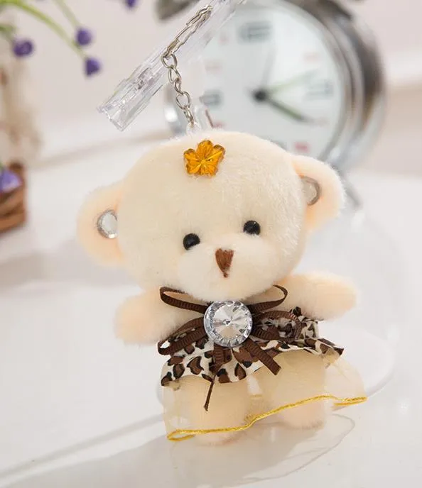 Peluche ours en peluche jouets en peluche fille bébé douche fête faveur dessin animé animal clé sac pendentifs 12cm cadeaux de noël