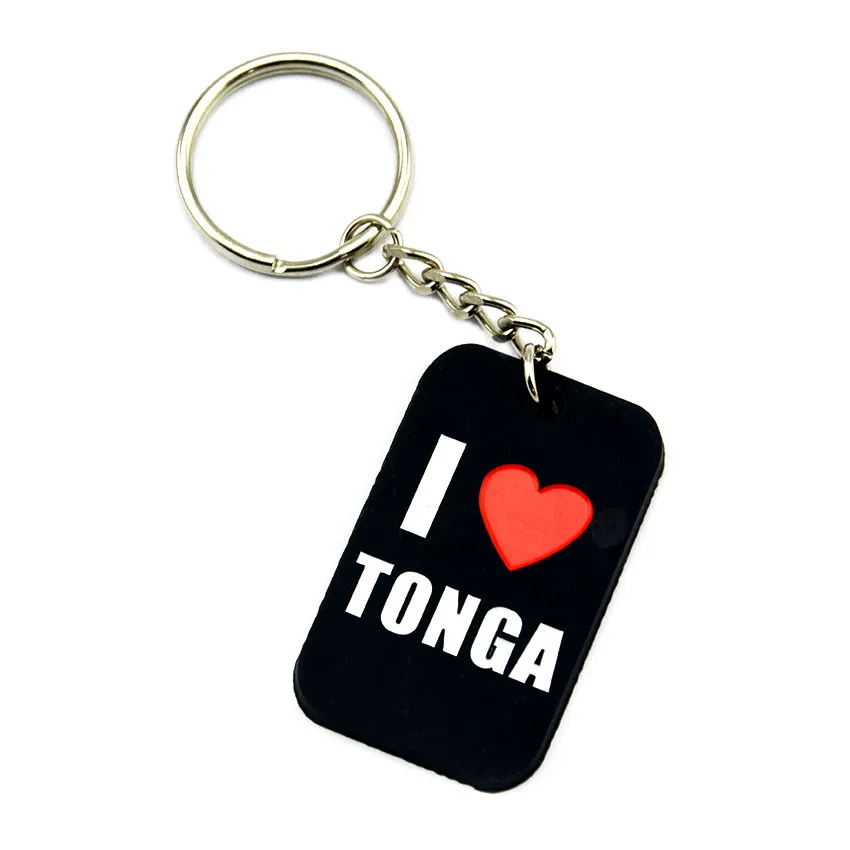 1pc Jag älskar Tonga Silicone Dog Tag Keychain Perfekt att använda i alla fördelar Gift för musikfläktar