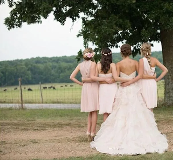 Modest Blush Pink Country Vestidos de novia con volantes Falda Sweetheart Lace Organza Vestidos de novia vintage Tallas grandes Vestido de novia Barato