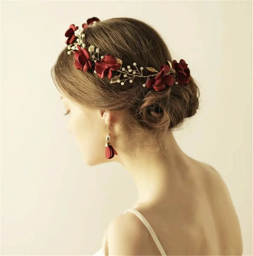 red rose flower tiara hair accessories jewelry crown crystal Amazon.com: Red Rose Tiara Bridal Wedding Crystal Crown Gold  main image 2