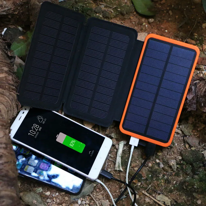 Portable Solar panel Power Bank 20000mAh Rechargeable External Battery Foldable Phone Charger for iPhone Samsung HTC Sony LG