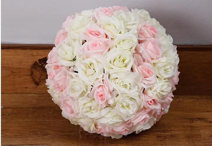 15 ~ 30cm nouveau cryptage artificiel Rose fleur de soie embrasser boules boule suspendue ornements de noël décorations de fête de mariage