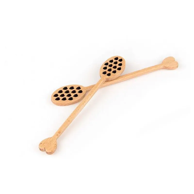 Cute Hollow Out Love Shaped Wooden Honey Stick Wood Honey Spoon Stick Dipper Stirrer Flatware Accessories Kitchen Gadget ZA33976526948