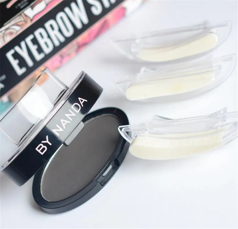 New arrival by nanda Eye brow Powder Makeup Eyes Brow Stamp Stencils 3 shape /box dhl ship