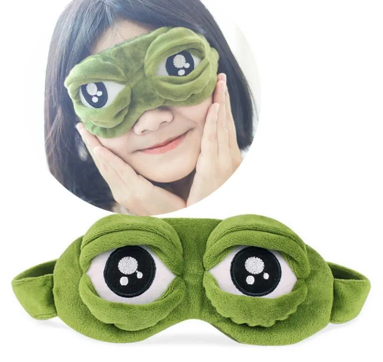 Mode Kawaii Travel Slaap Oog Masker 3D Droevige Kikker Gewatteerde Schaduwdekking Slapen Gesloten / Open Oog Grappig Masker