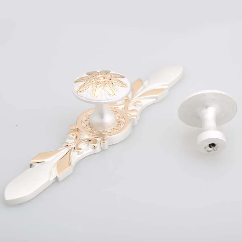 Europen modern ivory white furniture handles silver drawer cabinet knobs pulls gold dresser handle plane Vertical