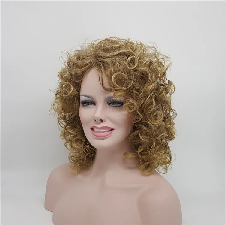 Fashion Women Mediunlength Wigs Curly Hair Wave Wigs Mediunlength Hair Natural 100 Heat synthic Fiber Wig5766077