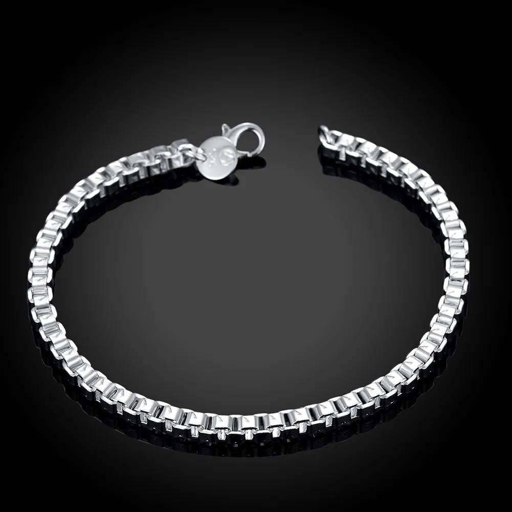 Mode Herren Schmuck Set 925 Sterling Silber vergoldet 4MM Box Kette Halskette Armband Top Qualität kostenloser Versand
