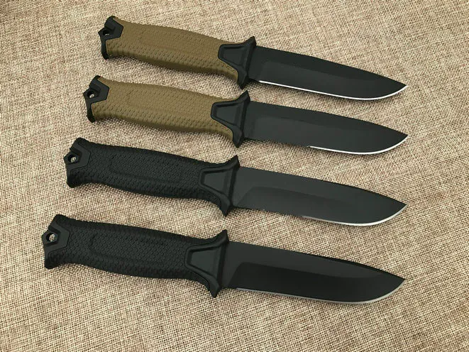 GB G1500 Survival Coltello dritto 12C27 Lama Drop Point rivestita in titanio nero Campeggio esterno Escursionismo Caccia Coltelli tattici con Kydex