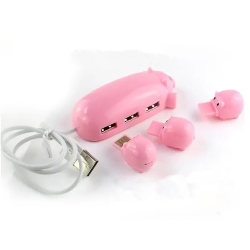 Séparateur de moyeux USB cochon créatif, pour ordinateur portable, accessoires universels, hub USB 2.0, 3 Ports, adaptateur de chargeur de voyage zpg043