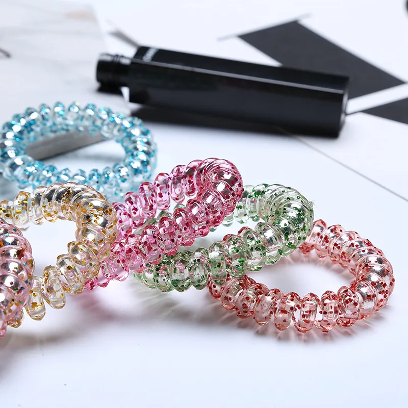 hairband hair bands rope elastic telephone wire spring design for Women girl Hair Accessories headwear holder colorful clear