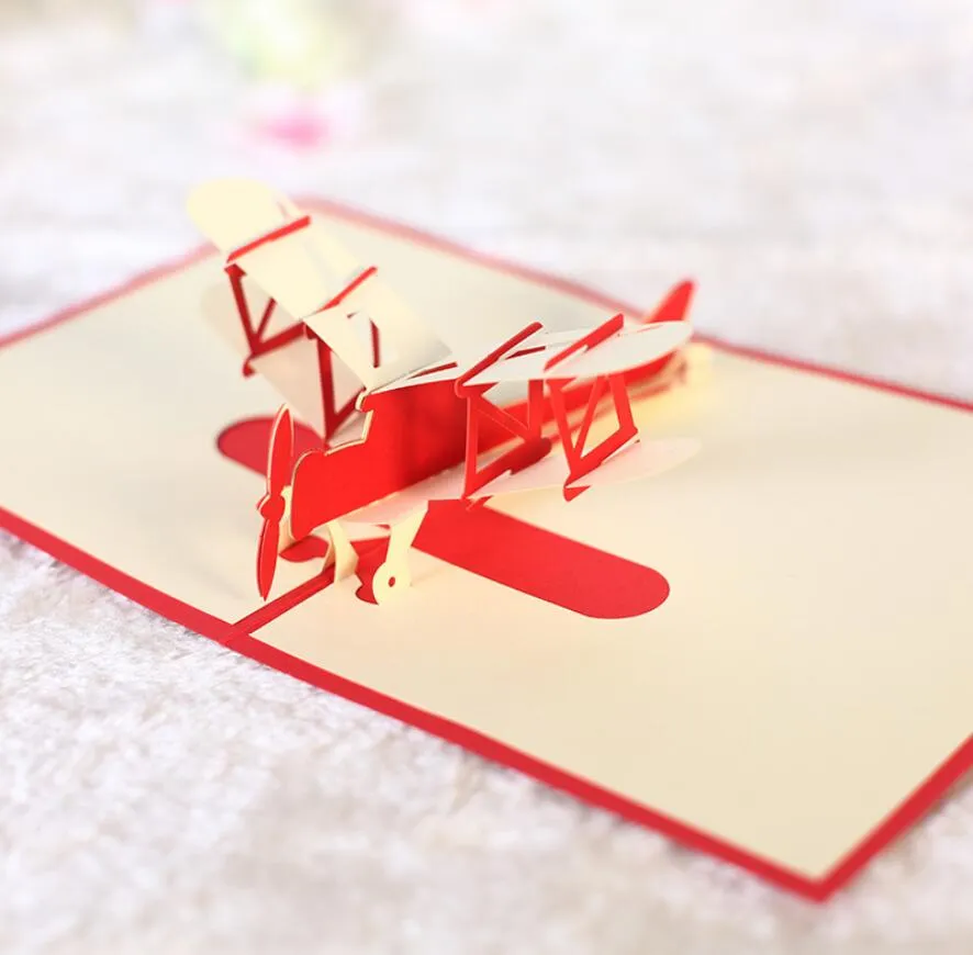 10 pièces avion fait à la main Kirigami Origami 3D Pop UP cartes de voeux carte d'invitation pour mariage noël fête d'anniversaire cadeau