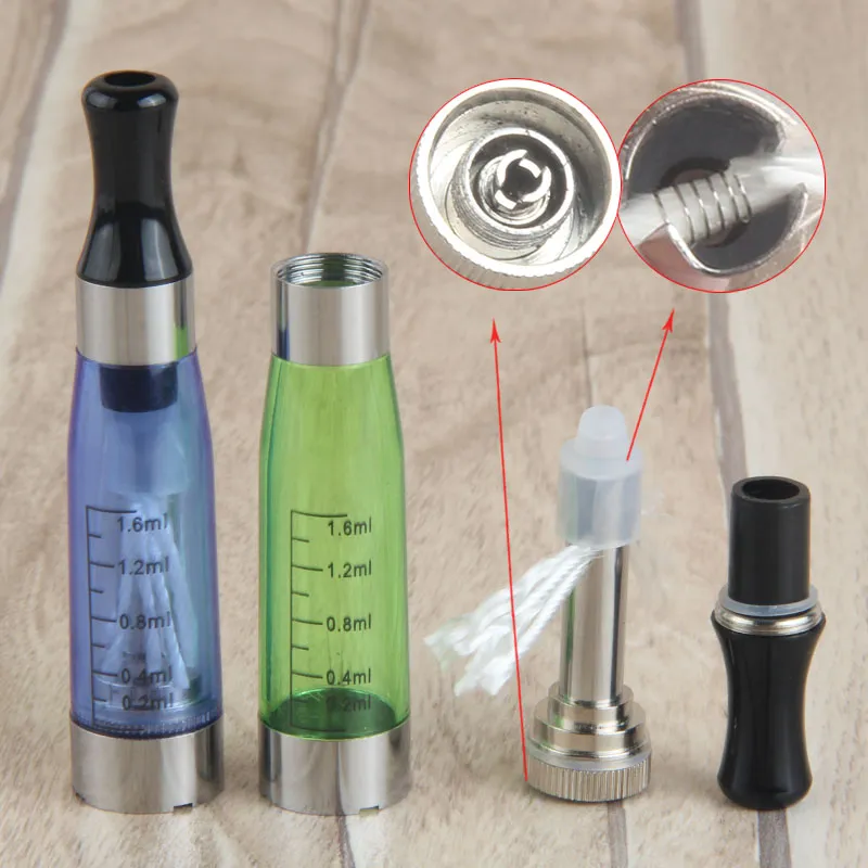 5 pçs / lote CE4 Atomizador 1.6ml Cigarros Eletrônicos Vaporizador Clearomizer 510 Cartomizador de thread para ego Visão da bateria Spinner Evod Twist X6