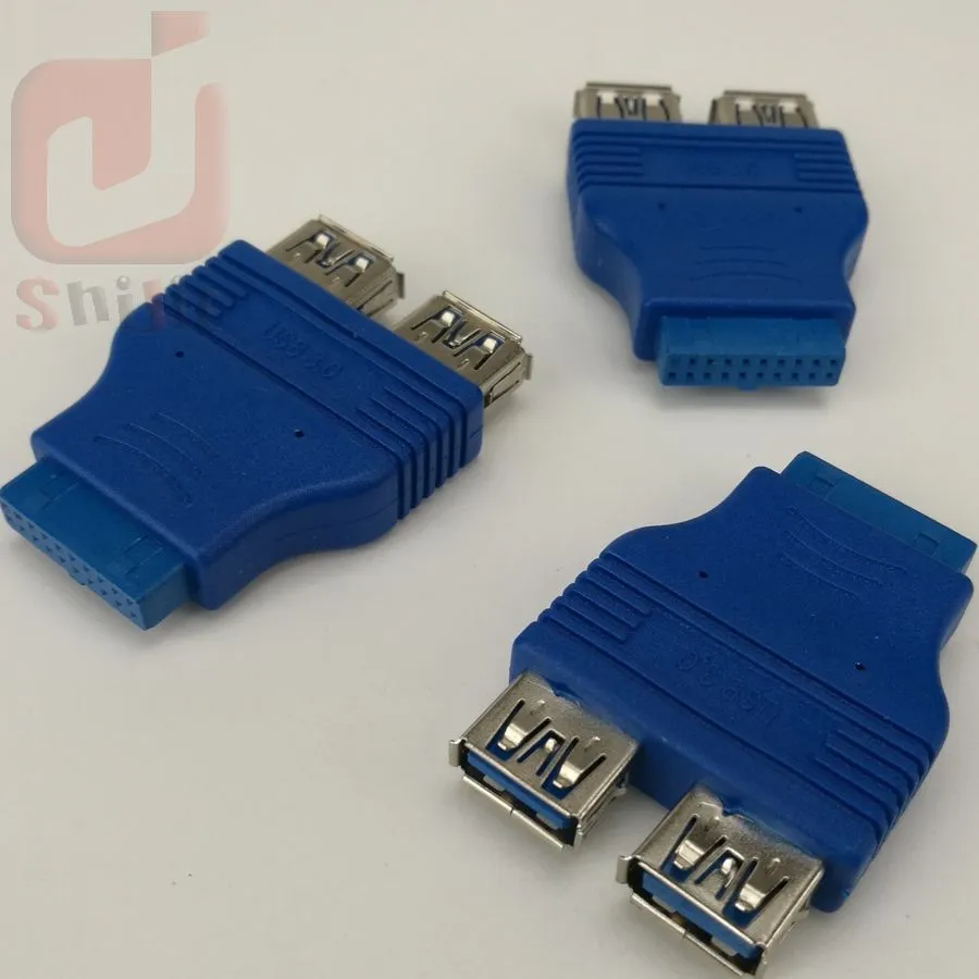 20-pin 20pin till 2 USB 3.0 USB3.0 Kvinnlig kabeladapter Conenector Computer Mainboard 19Pin till USB Adapter Converter HY218 500ps / 