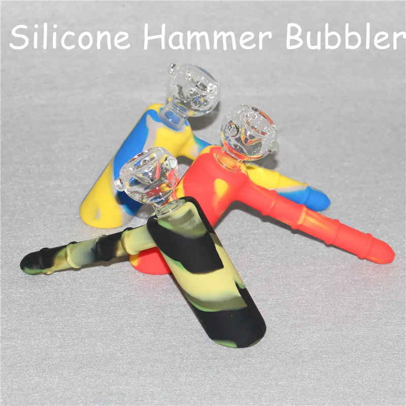 Silicone Hammer Blunt Bong Bubblers Mini Voyage Bongs Pomme de douche Dab Rig Bubbler Oil Rigs Silicone nectar DHL