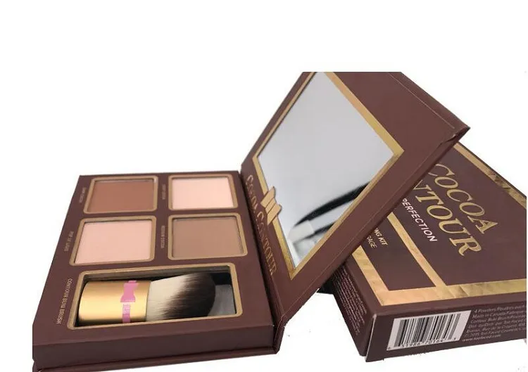 COCOA Contour Kit Highlighters Palette Nude Color Cosmetics Face Concealer Makeup Chocolate Eyeshadow with Contour Buki Brush