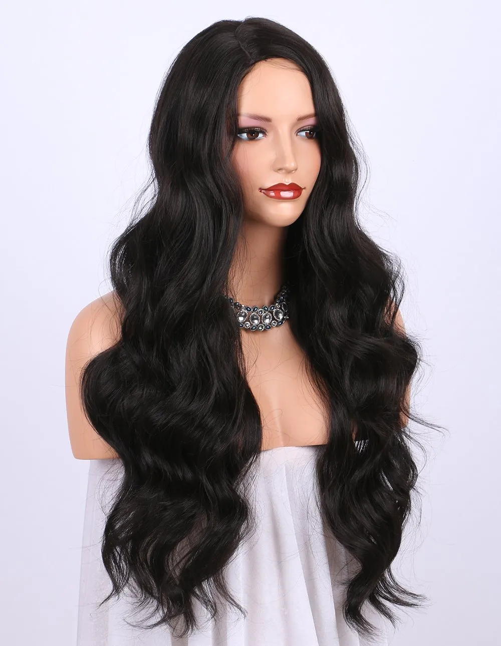 Synthetic Wigs for women Natural Looking Long Wavy Right Side Parting Heat Resistant Replacement Wig 24 inches8939626