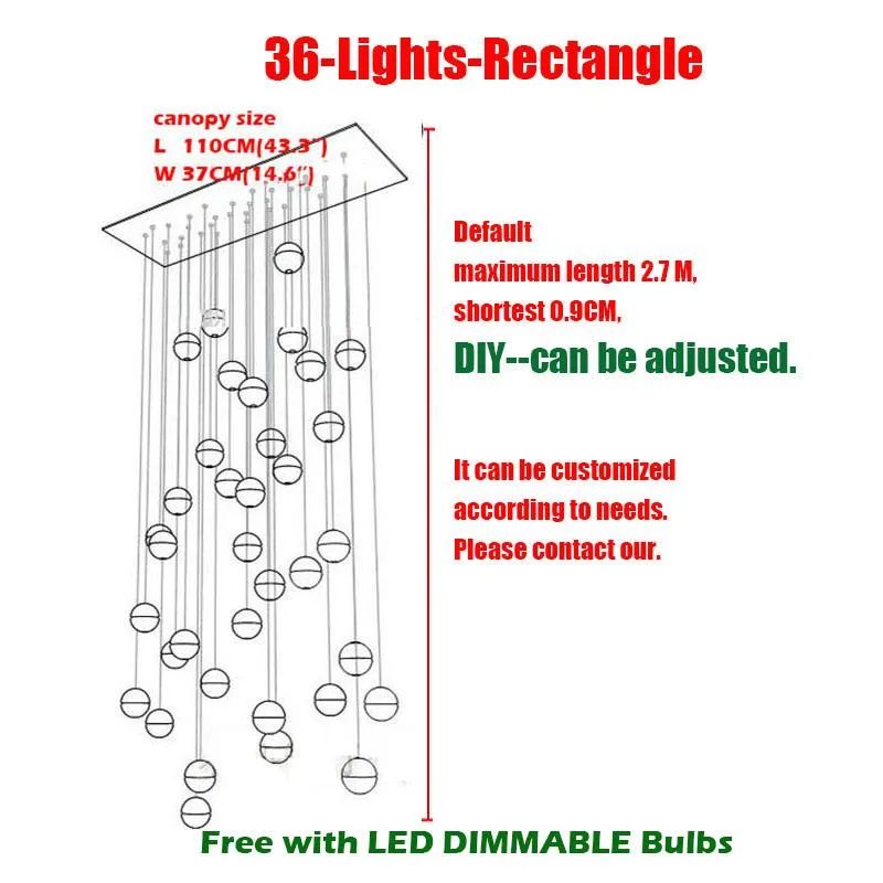 Personalizado G4 LEVOU Bola De Cristal De Vidro Lâmpadas Pingente Meteor Chuva Luzes de Teto Chuveiros Meteoric Stair Droplight Iluminação AC110V-240V